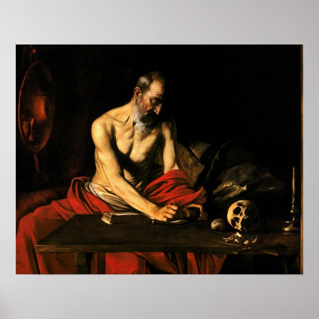 Póster Caravaggio - Escritura de Saint Jerome (Frente)