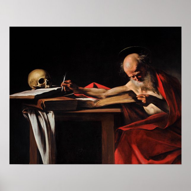 Póster Caravaggio - Escritura de Saint Jerome (Frente)
