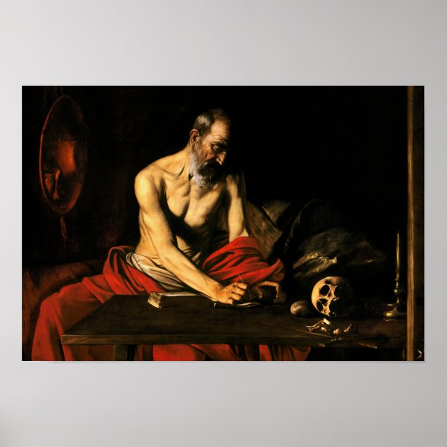 Póster Caravaggio - Escritura de Saint Jerome (Frente)