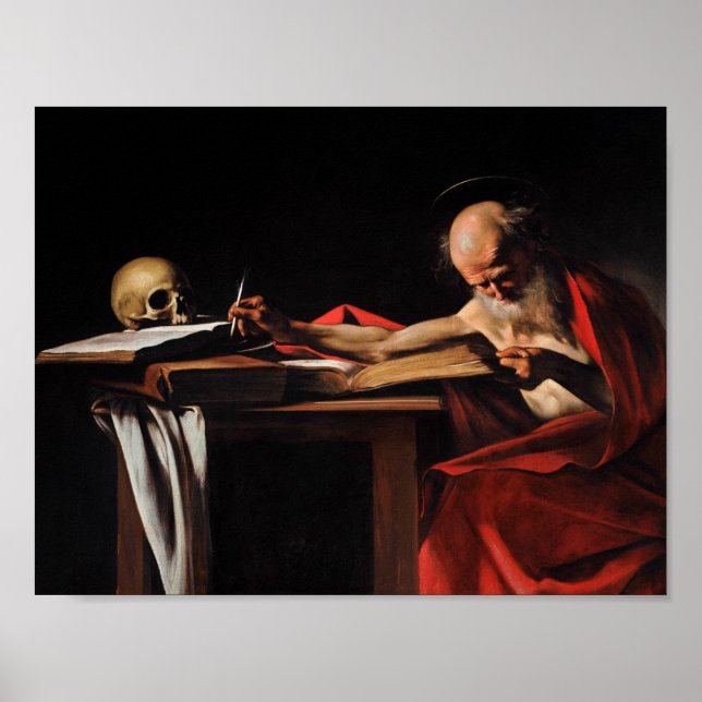 Póster Caravaggio - Escritura de Saint Jerome (Frente)
