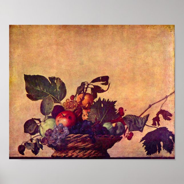 Póster Caravaggio-La cesta de la fruta (Frente)