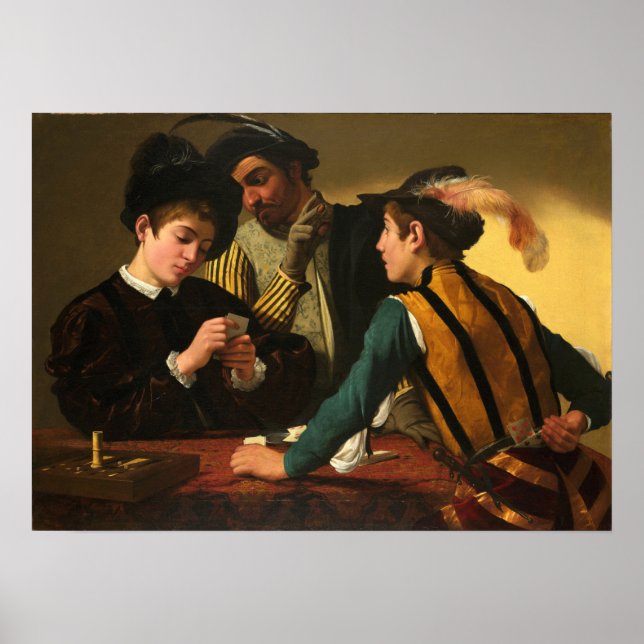 Póster Caravaggio - Los fulleros (Frente)