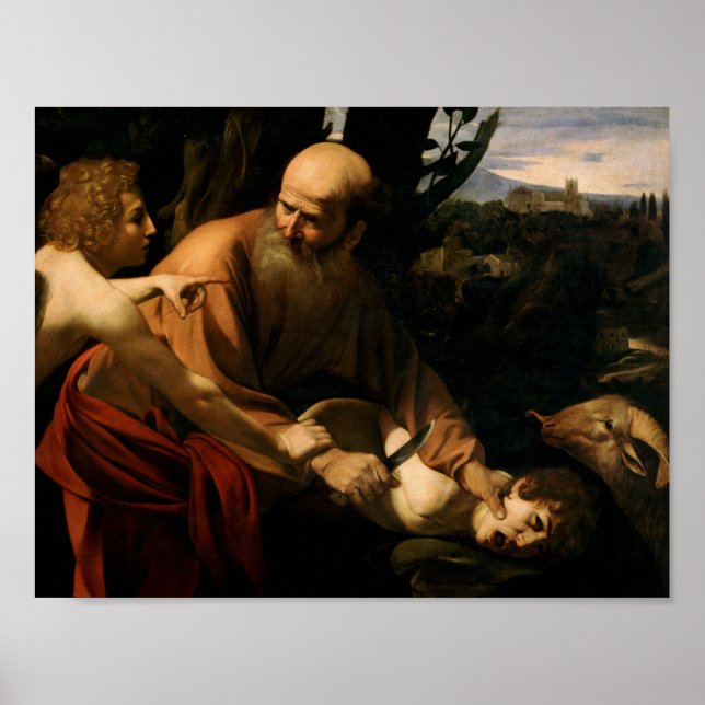 Póster Caravaggio - Sacrificio de Isaac (Frente)