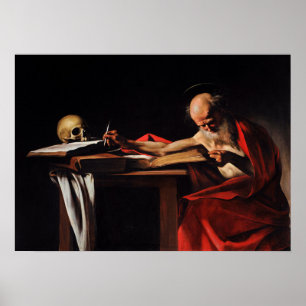 Póster Caravaggio - Saint Jerome Writing 1605