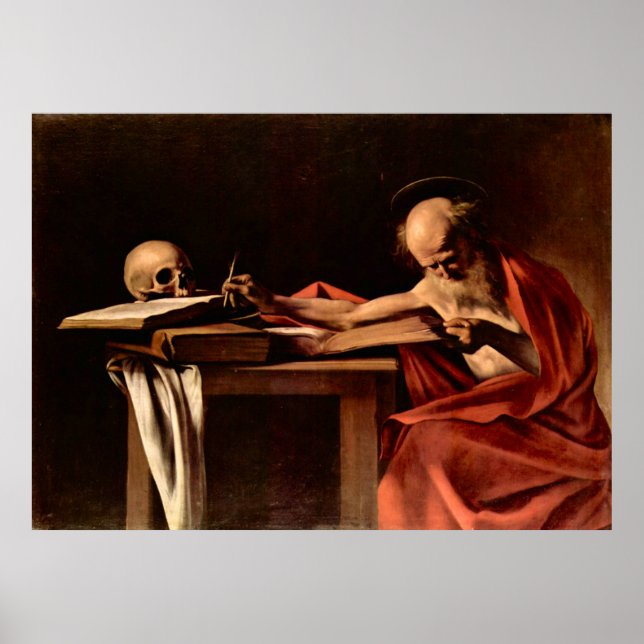 Póster Caravaggio-St. Jerome mientras escribe (Frente)