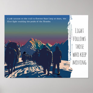 Póster Caravana de yaks al amanecer en el Everest Motivac
