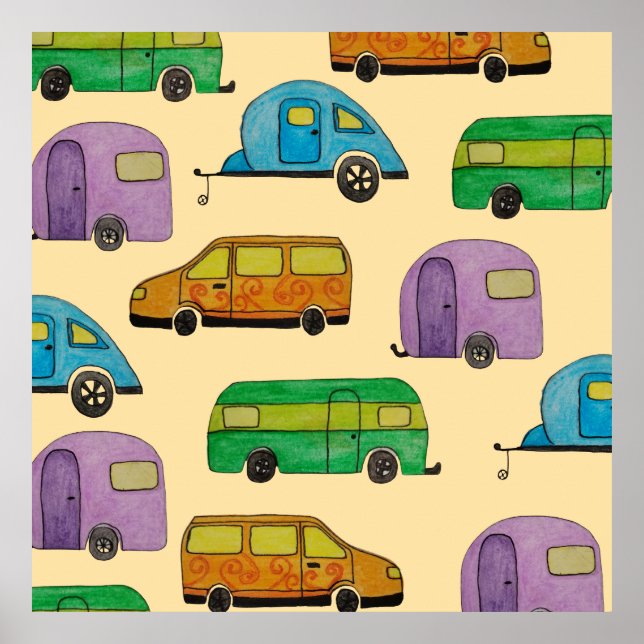 Póster Caravanas de camping (Frente)