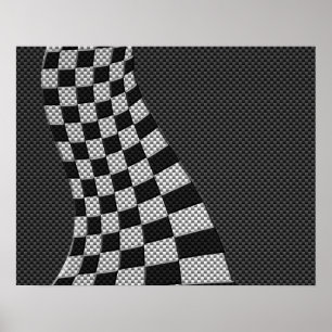 Póster Carbon Fiber Style Racing Flag Wave Print