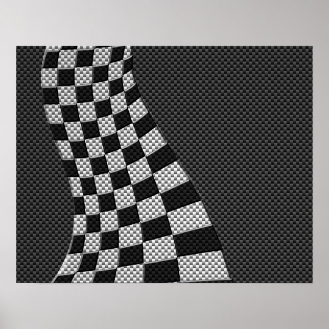 Póster Carbon Fiber Style Racing Flag Wave Print (Frente)