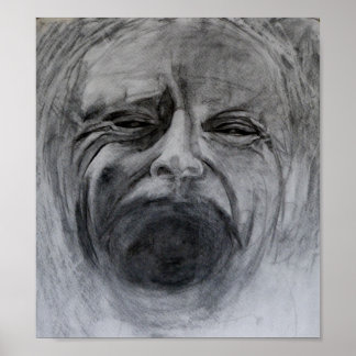 Póster Carbón y dibujo a lápiz en papel