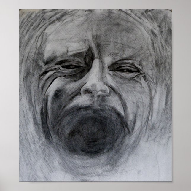 Póster Carbón y dibujo a lápiz en papel (Frente)