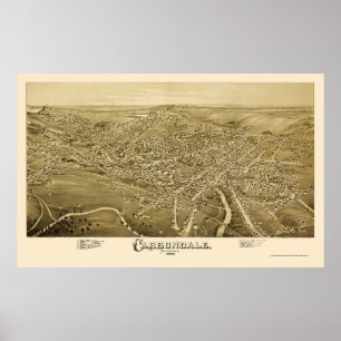 Póster Carbondale, mapa panorámico de la Autoridad Palest