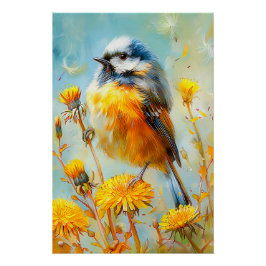 Póster Carbonero Común en Paisaje Impresionista