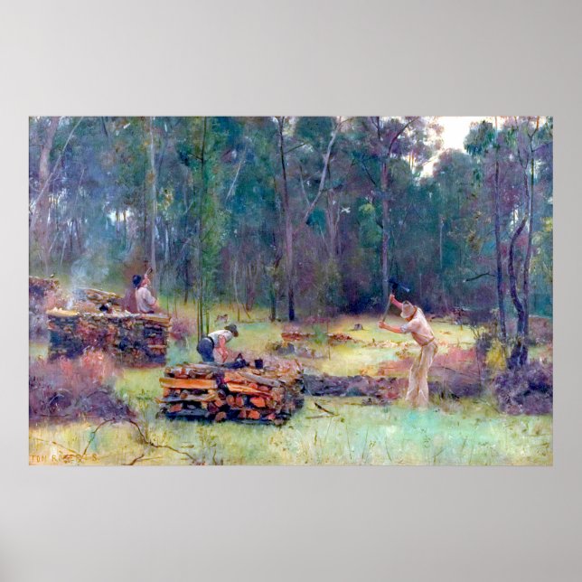 Póster Carboneros Leñadores Tom Roberts 1886  (Frente)