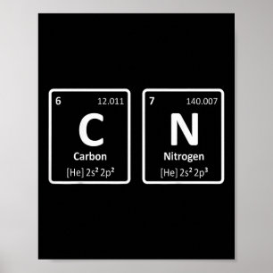 Póster Carbono Nitrógeno 67 Divertido C N Tabla Periódica
