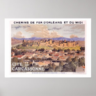 Póster Carcassonne Fortificada Francia