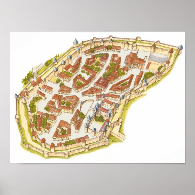 Póster Carcassonne France. Aerial view (Frente)