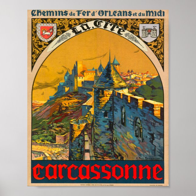 Póster Carcassonne Vintage French Travel (Frente)