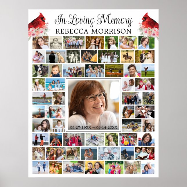 Póster Cardenal conmemorativo guión de Collage de fotos 5 (Frente)