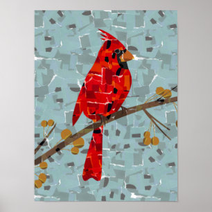 Póster Cardenal Rojo, el pájaro de los Navidades