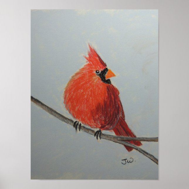 Póster Cardenal rojo en la rama de los pasteles (Frente)