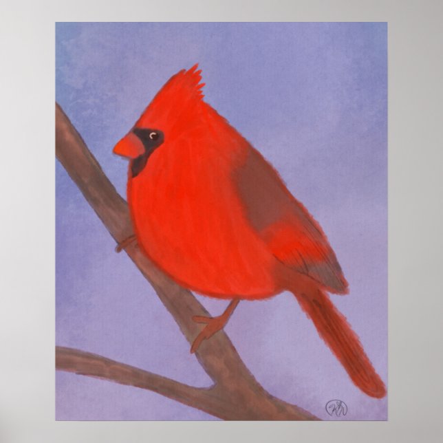 Póster Cardenal rojo Poster de pájaro (Frente)