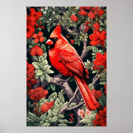 Póster Cardenal rojo, Poster de pared, Ilustracion de art