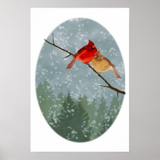 Póster Cardenales en invierno