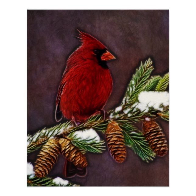 Póster Cardenales y pineconas (Anverso)