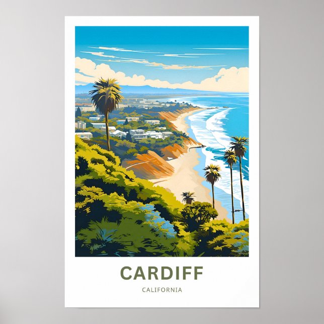 Póster Cardiff California Travel Print (Frente)