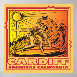 PÓSTER CARDIFF POR EL MAR ENCINITAS CALIFORNIA SURFING