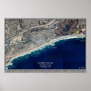 Póster Cardiff por poster del satélite del mar,