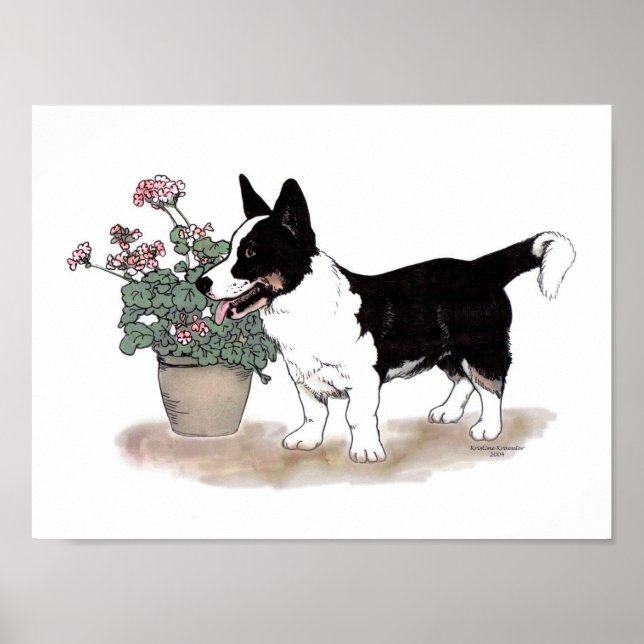 Póster Cardigan Welsh Corgi Print ~ Tricolor (Frente)