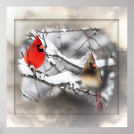 Póster Cardinals Winter Scene Poster