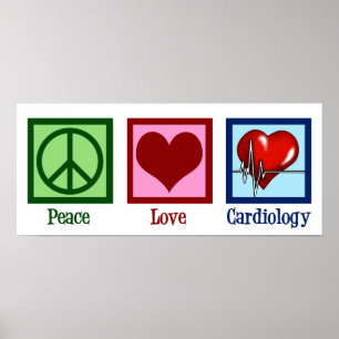 Póster Cardiología de amor por la paz latido cardiaco cir