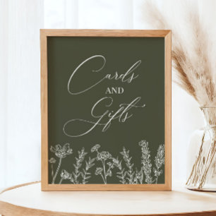 Póster Cards and Gifts Burnt Orange Wildflower Wedding Po