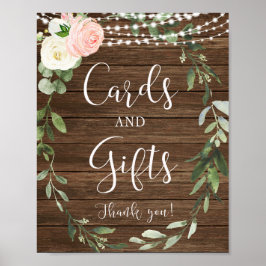 Póster Cards and gifts rustic floral girl baby shower