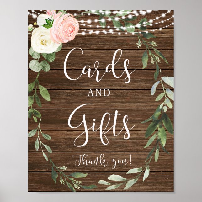 Póster Cards and gifts rustic floral girl baby shower (Frente)