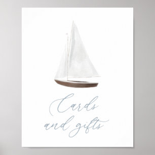 Póster Cards and Gifts Sign Nautical Sailboat Baby Shower