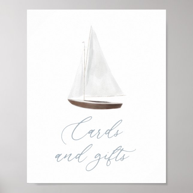 Póster Cards and Gifts Sign Nautical Sailboat Baby Shower (Frente)