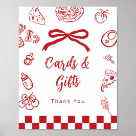 Póster Cards and gifts Whimsical Bow Pizza Baby Shower