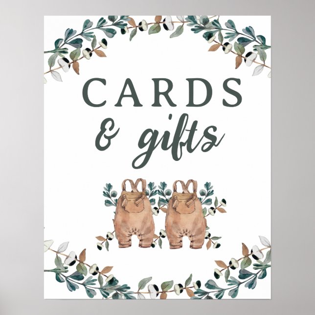 Póster Cards & Gifts Boho Gender Neutral Twins  (Frente)