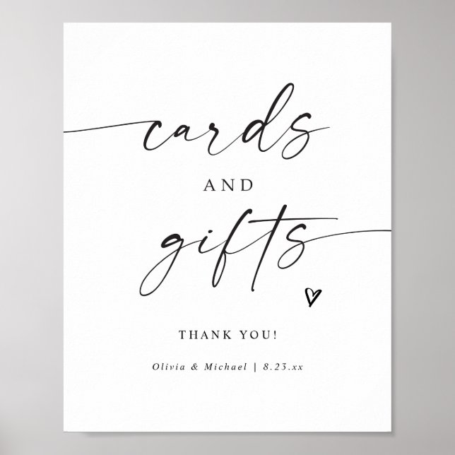 Póster Cards & Gifts Modern Handwritten Wedding Sign (Frente)