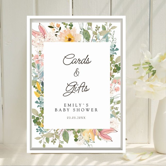 Póster Cards &Gifts! Wildflower Garden Charm (Cards & Gifts! Wildflower Garden Charm Custom Baby Shower Poster. Prints & Instant Download.)