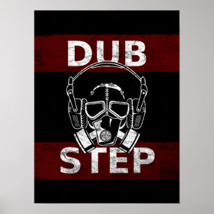 Póster Careta antigás de Dubstep y auriculares
