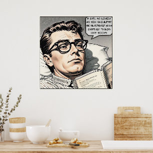 Póster Carga con libros Poster de cómic romántico de los 