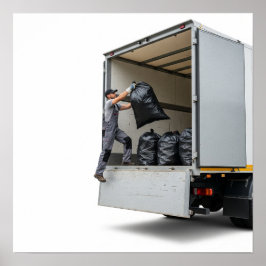 Póster Carga de camiones de gestión de residuos