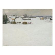 Carga de heno | Paisaje invernal de Pekka Halonen