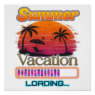 Póster Carga de Vacaciones Playa de Atardecer de Verano