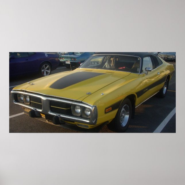 Póster Cargador Dodge de 1974 Vinyl Top duro (Frente)